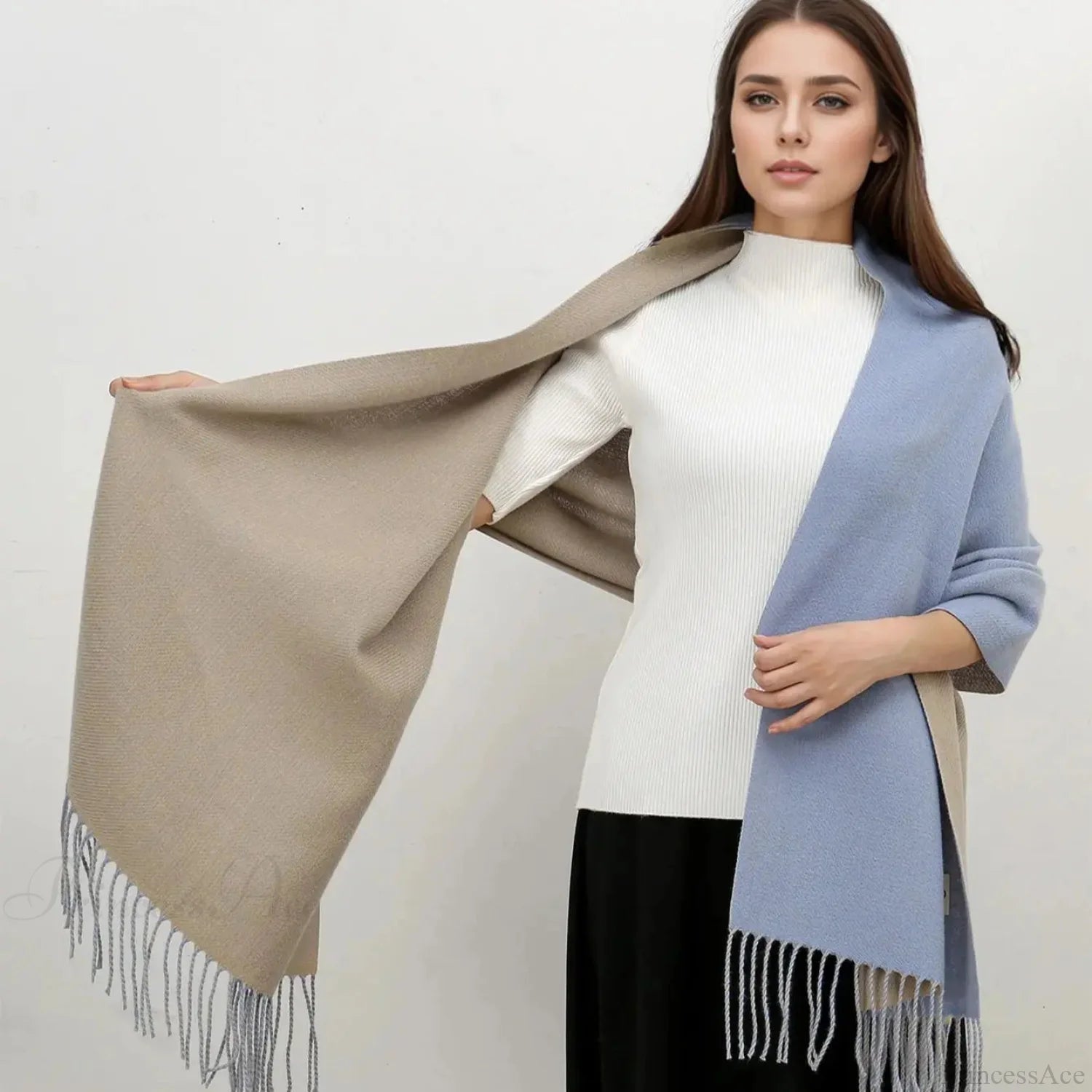Winter Cashmere Long Warm Hijab Wrap Solid Pashmina Scarf Female Scarfs-L