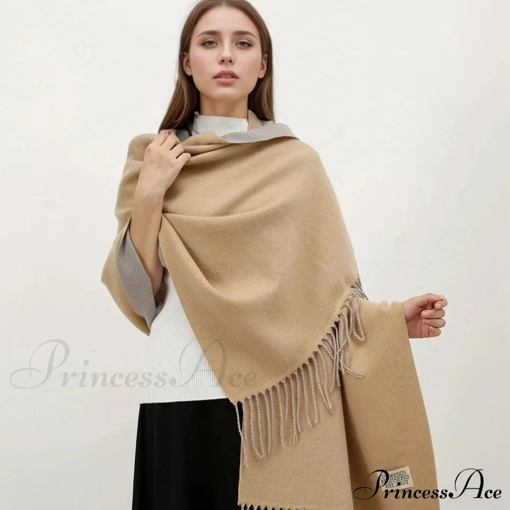 Winter Cashmere Long Warm Hijab Wrap Solid Pashmina Scarf Female Scarfs-L