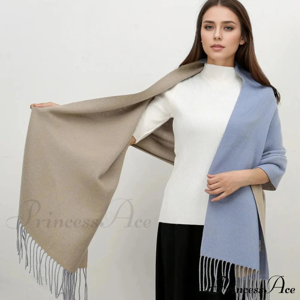 Winter Cashmere Long Warm Hijab Wrap Solid Pashmina Scarf Female Scarfs-L