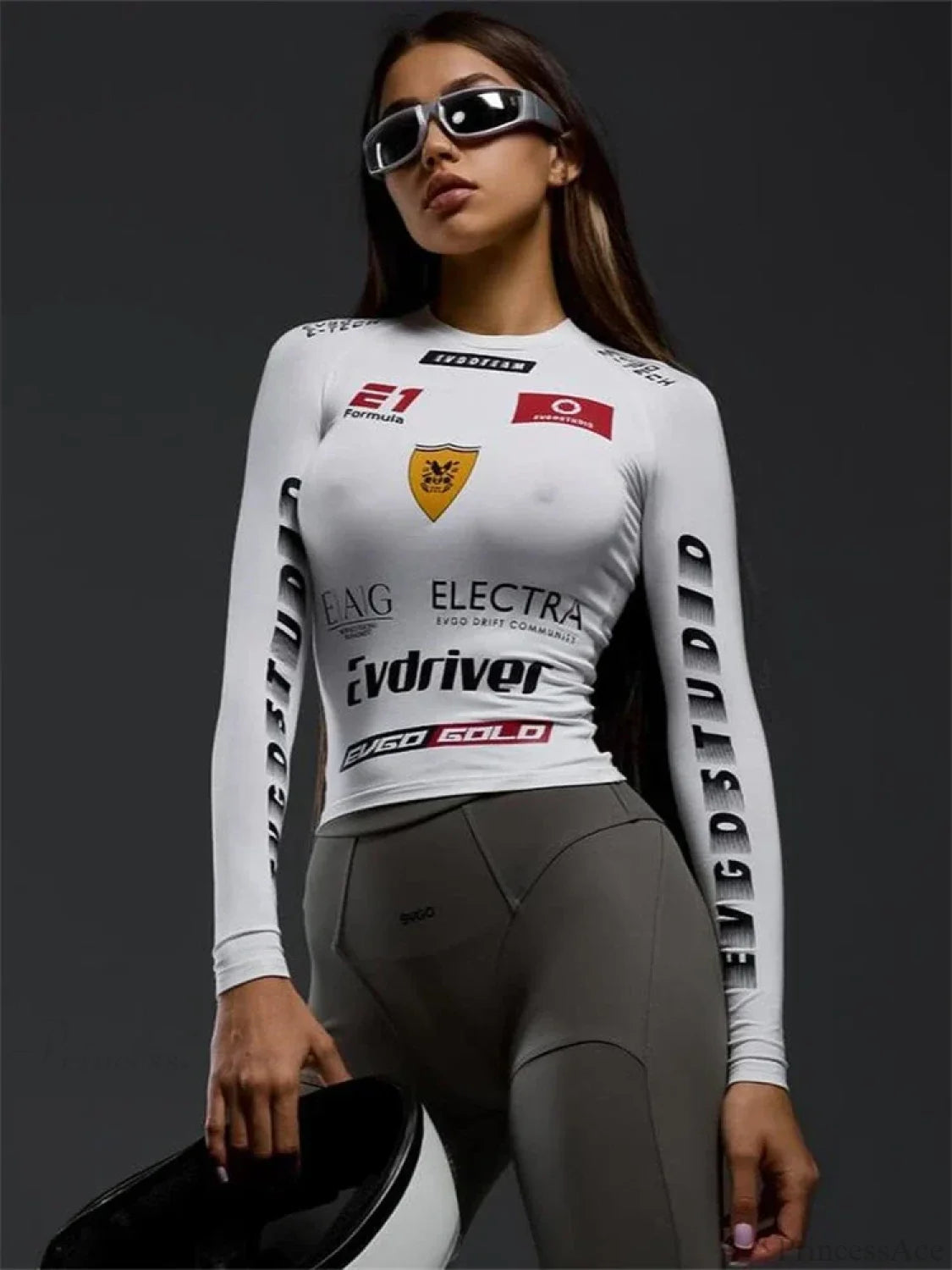 Winter Motor Style Letter Print Cyber Slim Knit Top knittop-250126