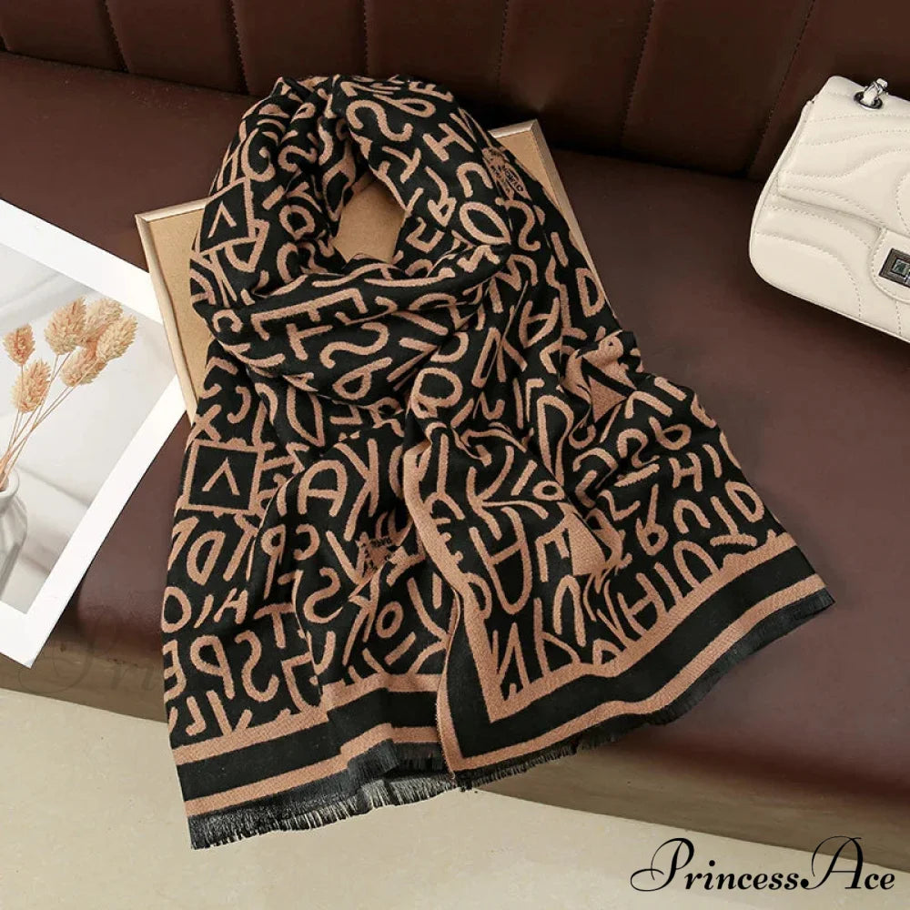 Winter Plaid Cashmere Poncho Tassel Scarf - Luxury Warm Thickened Unisex Camle Scarfs-L