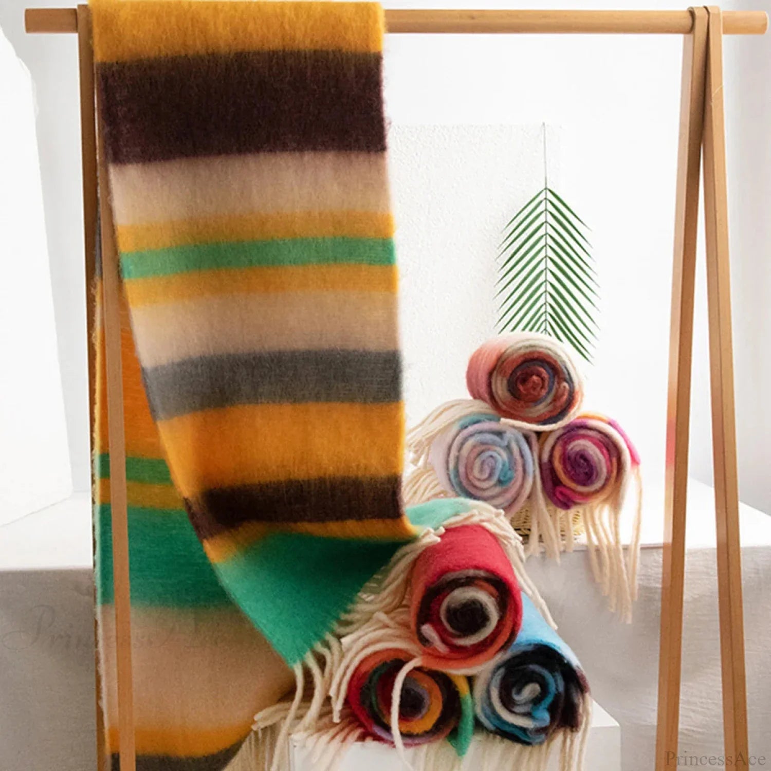 Winter Plaid Cashmere Poncho Tassel Scarf - Luxury Warm Thickened Unisex Scarfs-L