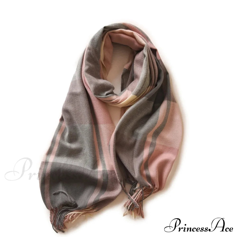 Winter Warm Cashmere Unisex Scarf - Long Windproof And Skin Friendly Pink Scarfs-L