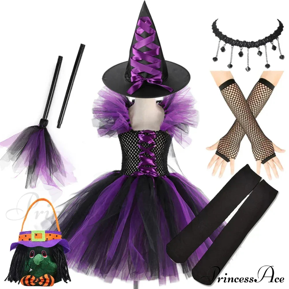 Witch Tutu Knee Dress Carnival Kid Costumes 2-3T (Size S) / Style D Halloween