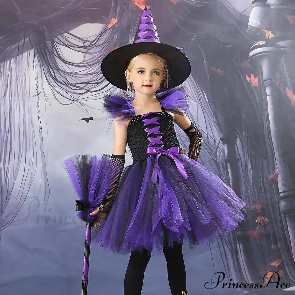 Witch Tutu Knee Dress Carnival Kid Costumes Halloween