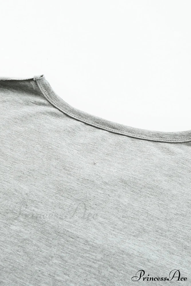 With - Arm Oversized Top Pockets Drop Gray Tops