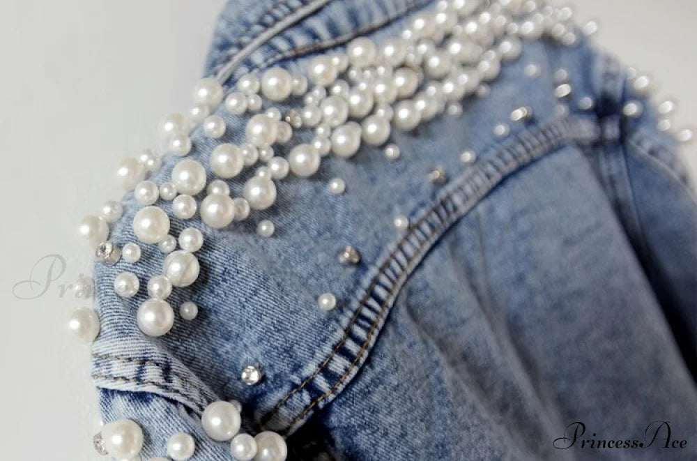 With Detailing New Autumn Women’s Jacket Pearl - Denim Collection