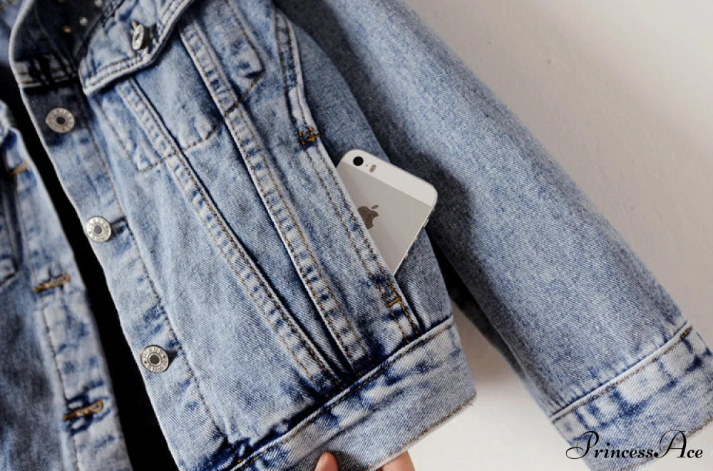 With Detailing New Autumn Women’s Jacket Pearl - Denim Collection