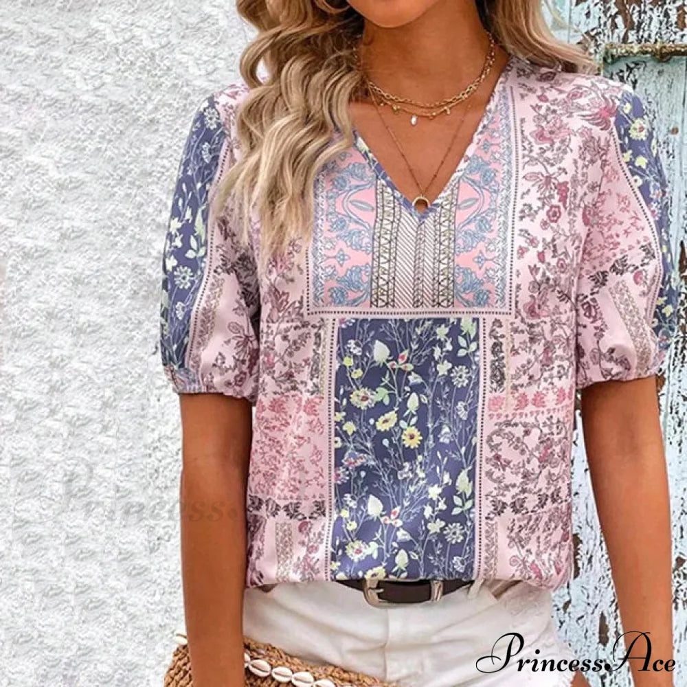 With Ethnic Blouse Flowered Influence Blouses