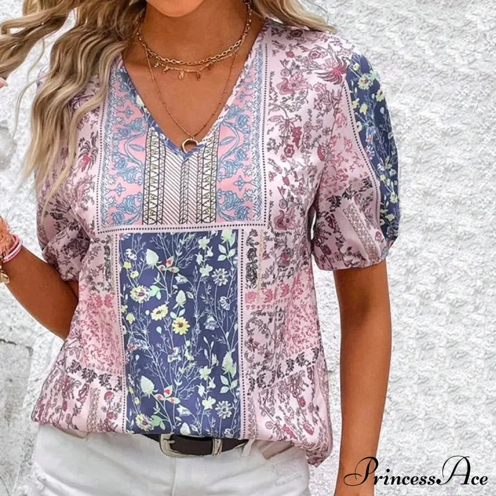 With Ethnic Blouse Flowered Influence Blouses