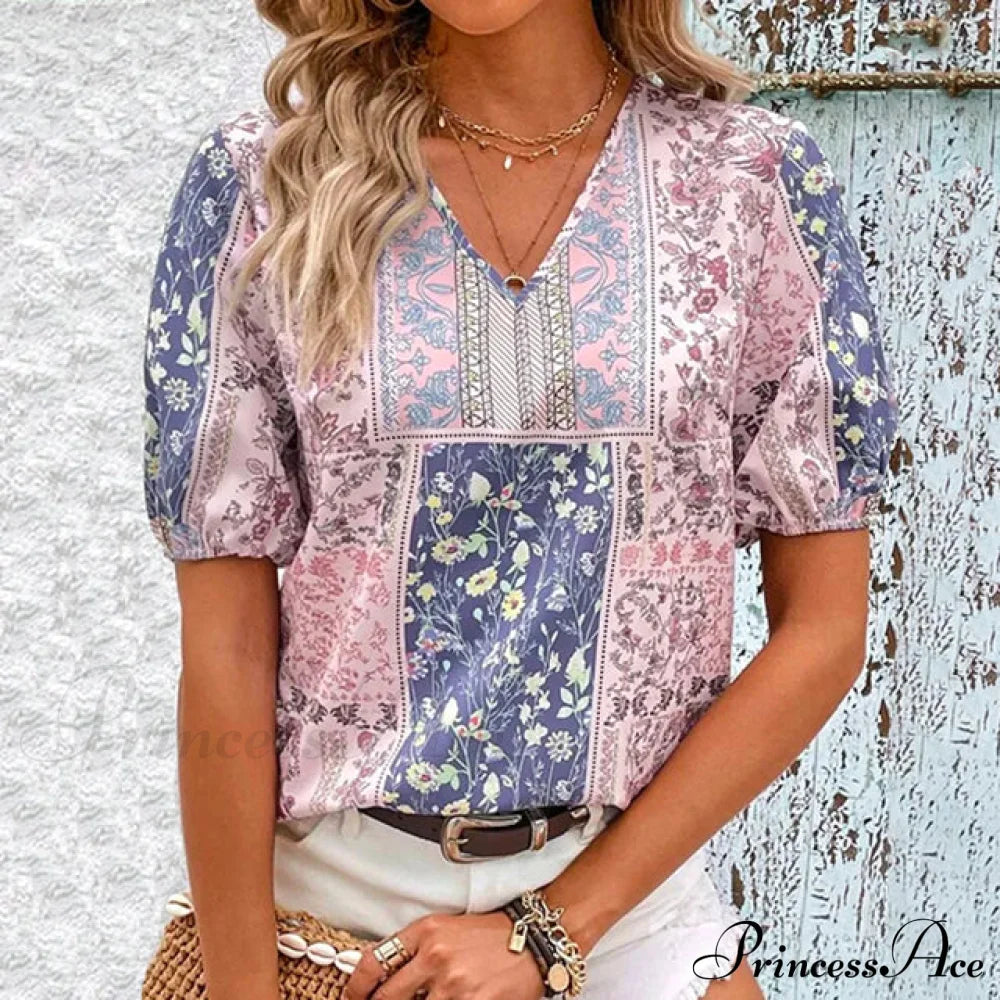 With Ethnic Blouse Flowered Influence Blouses