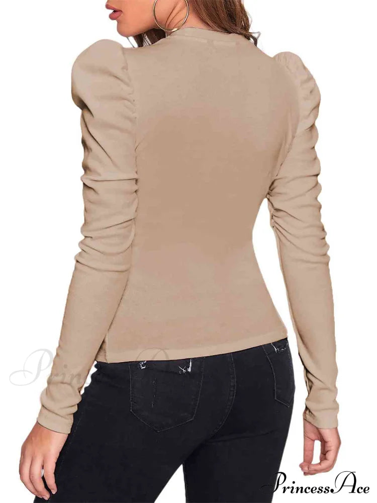 With Leg-Of-Mutton Neck Top Round Sleeves