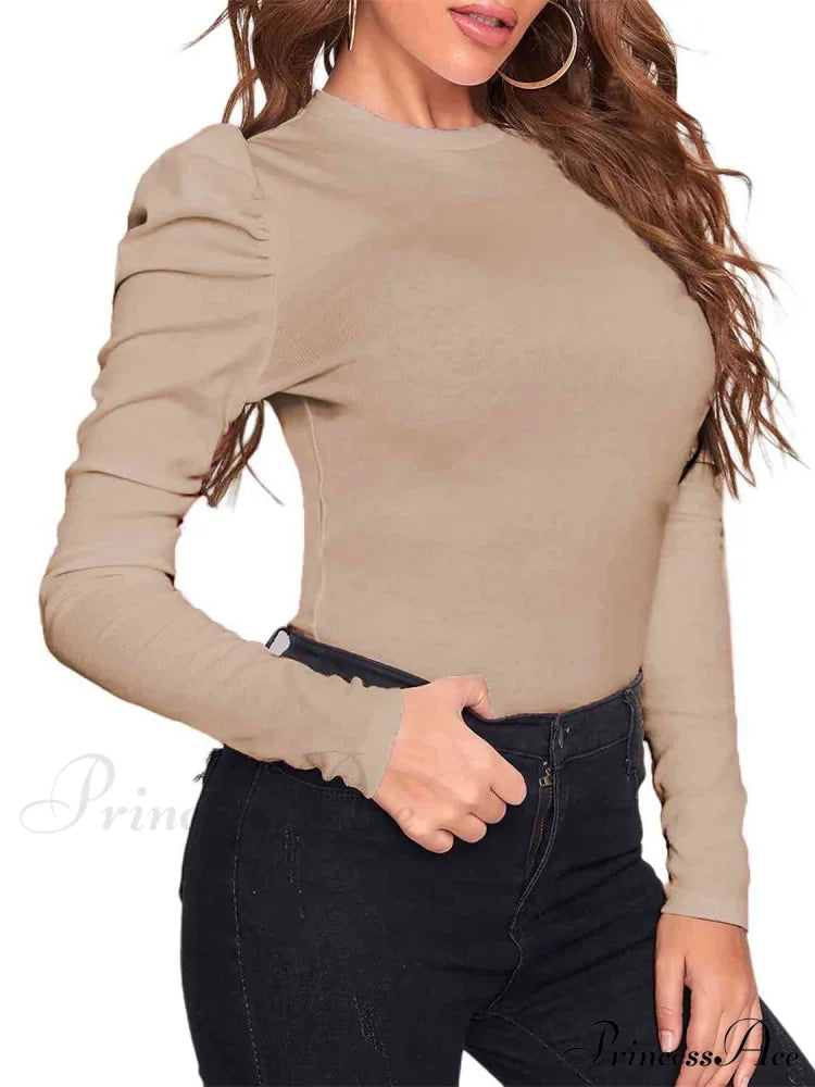 With Leg-Of-Mutton Neck Top Round Sleeves