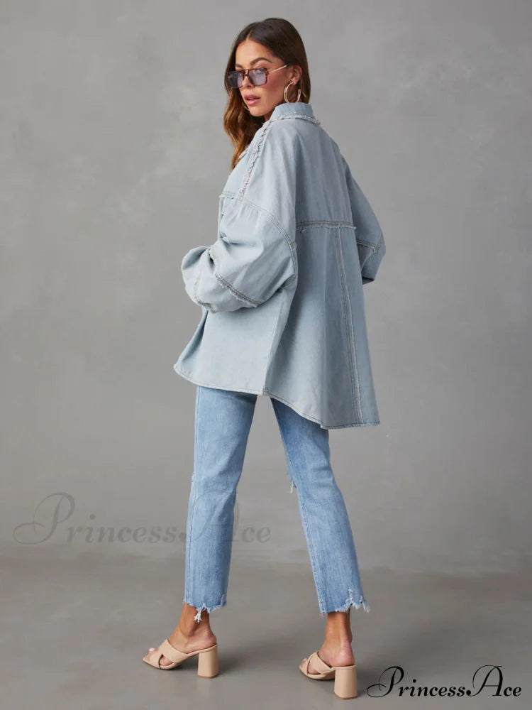 With Raw Jacket Dropped Hem Shoulder