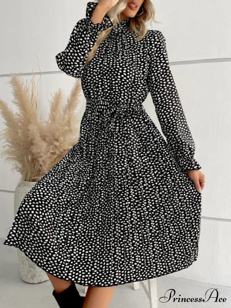 With Waist Gown For High Neckline Dotted Tie Women Coats-L