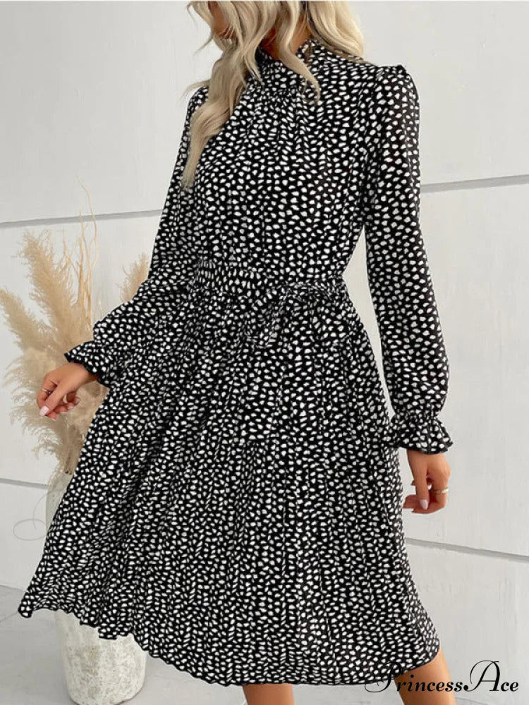 With Waist Gown For High Neckline Dotted Tie Women Coats-L