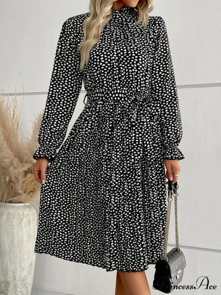 With Waist Gown For High Neckline Dotted Tie Women Coats-L