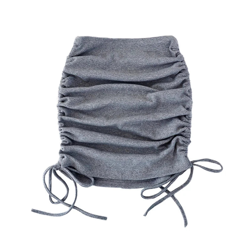 Harajuku Sexy Elastic Knitting Thread Side Drawstring Stylish Comfortable Skirt