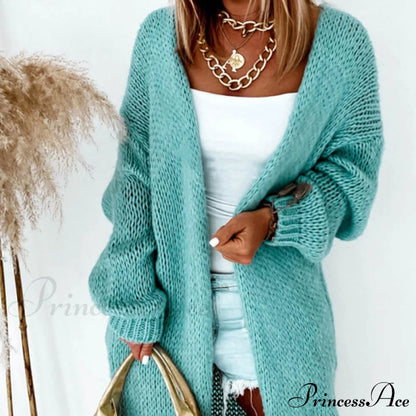 Women Casual Long Sleeve Sweaters Winter Loose Cardigan 05 Mint Green / S