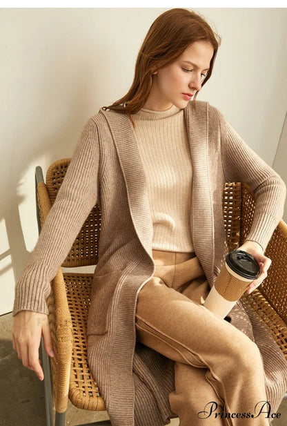 Women Fashion New Loose Hat Long Knitted Female Cardigan