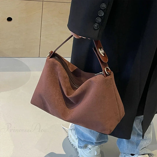 Women Suede Adjustable Crossbody Handbag handbag-250126