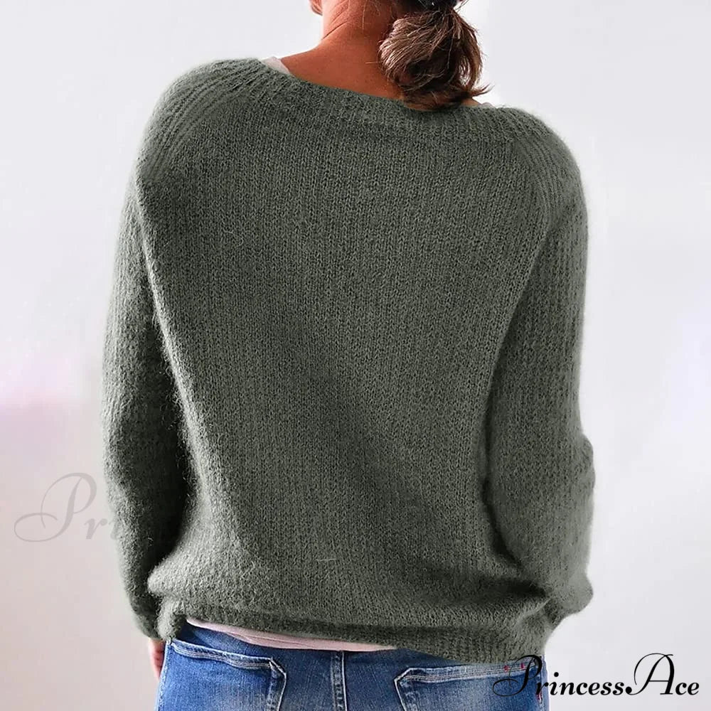 Women Winter Loose Casual Pullover Knit Sweater Sweaters-L