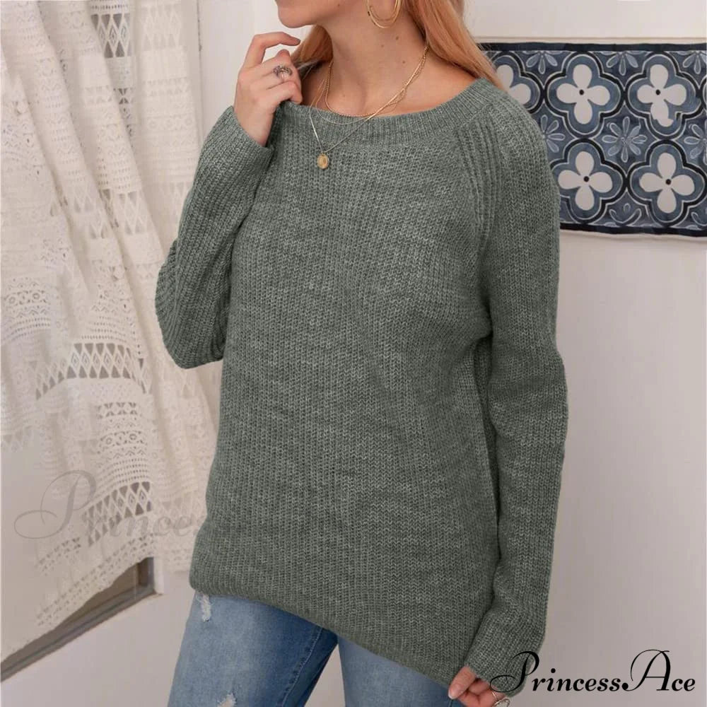 Women Winter Loose Casual Pullover Knit Sweater Sweaters-L