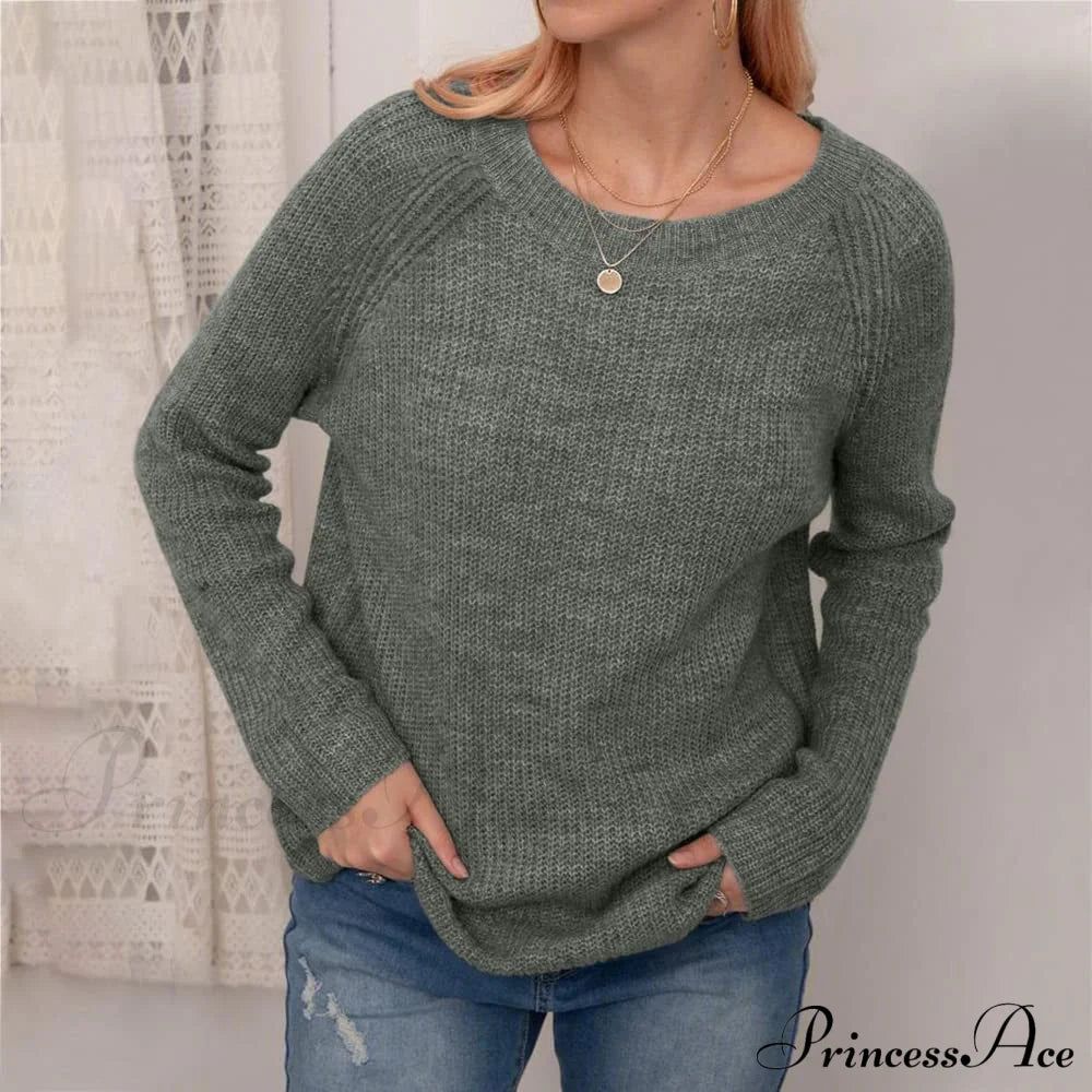 Women Winter Loose Casual Pullover Knit Sweater Sweaters-L