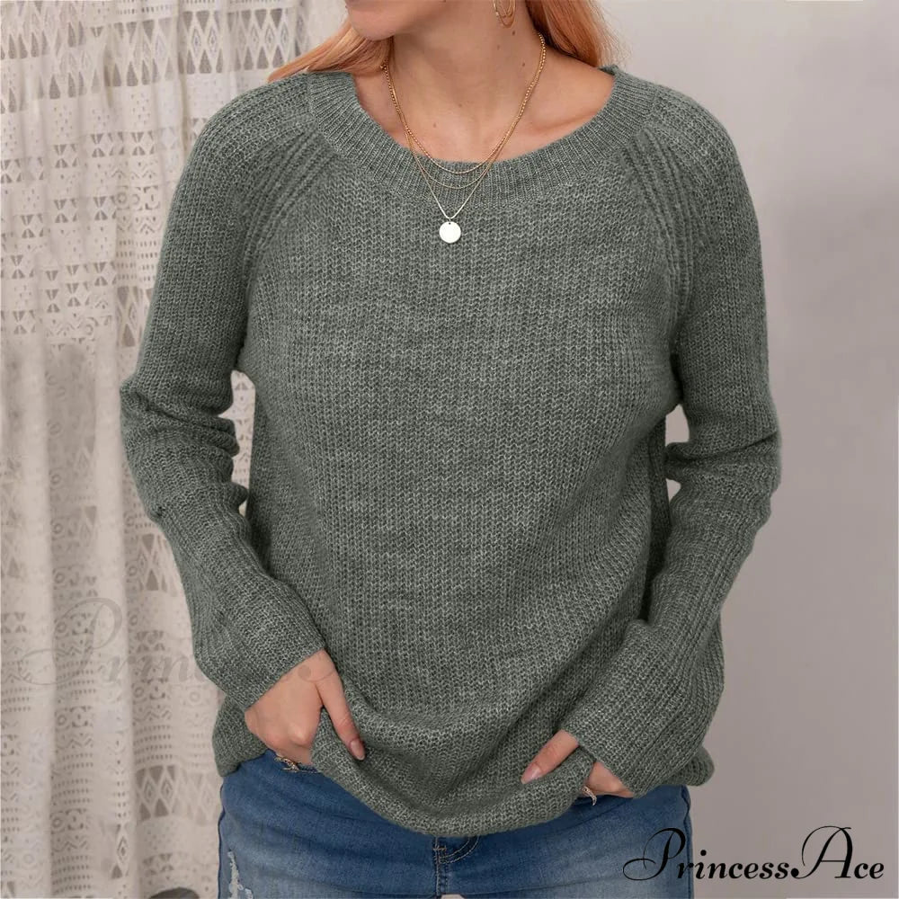 Women Winter Loose Casual Pullover Knit Sweater Sweaters-L