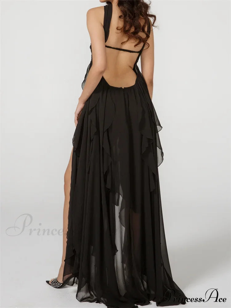 Women Y2K Tube Sexy Strapless Off Shoulder Ruffle Tassel Evening Party Halter Backless Vestidos