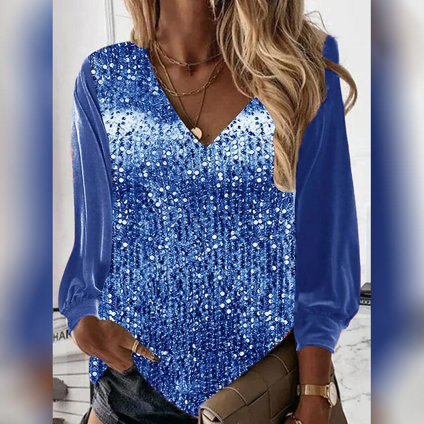 Women's Blouse Shirt Long Sleeve Blue __stock:200 clothes refund_fee:1200 tops