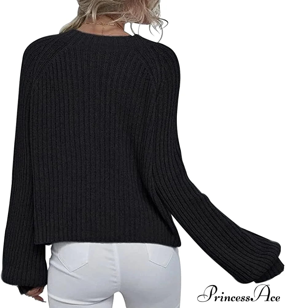 Womens Crew Neck Pullover Oversized Sweater Sweaters-L