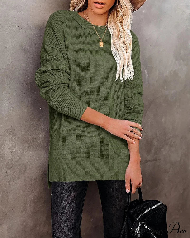 Womens Fall Sweater Crew Neck Long Sleeve Pullover Sweaters Sweaters-L