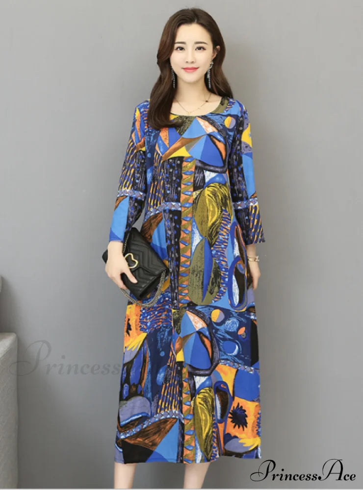 Women’s Full Sleeve Sheath Fashion Dress With Tie Dye Print M / Green Dresses