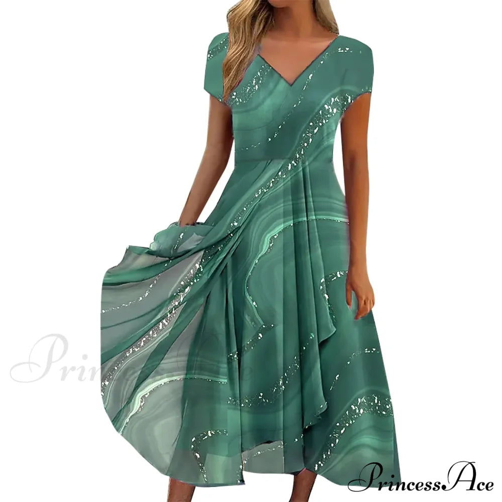 Women’s Long Chiffon Stitching Lace Female Bridesmaids Elegant Maxi Pure Color Round Neck