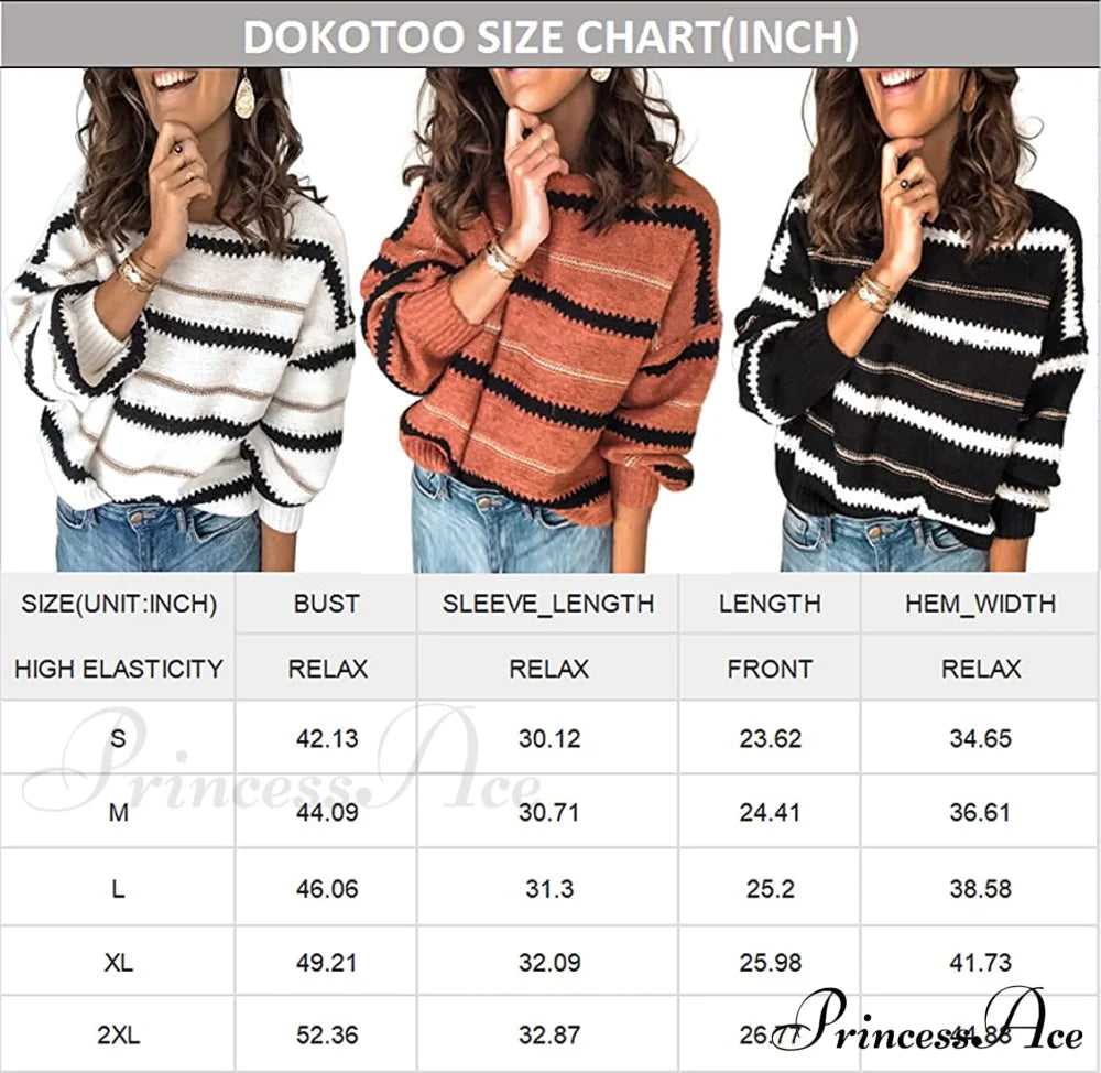 Womens Long Sleeve Crewneck Pullover Knit Jumper Tops Sweaters-L