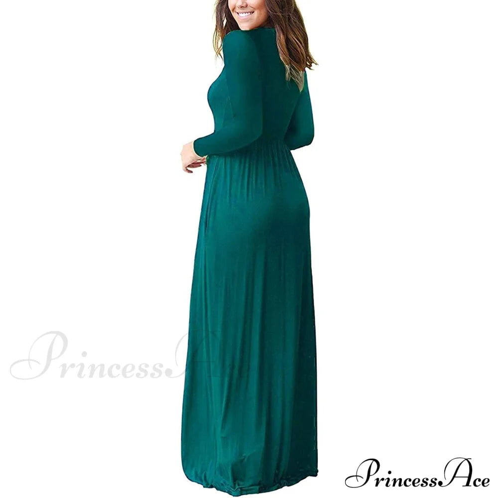 Women’s Long Sleeve Maxi Dress With Pockets