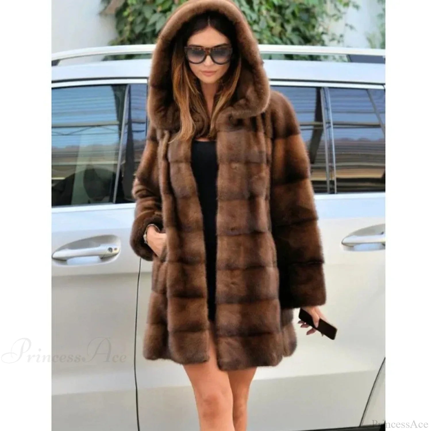 Women’s Mink Hooded Long Coat