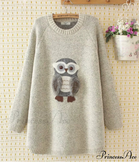 Women’s O Neck Long Sleeve Mini Sweater Dress Xl / Gray Dresses