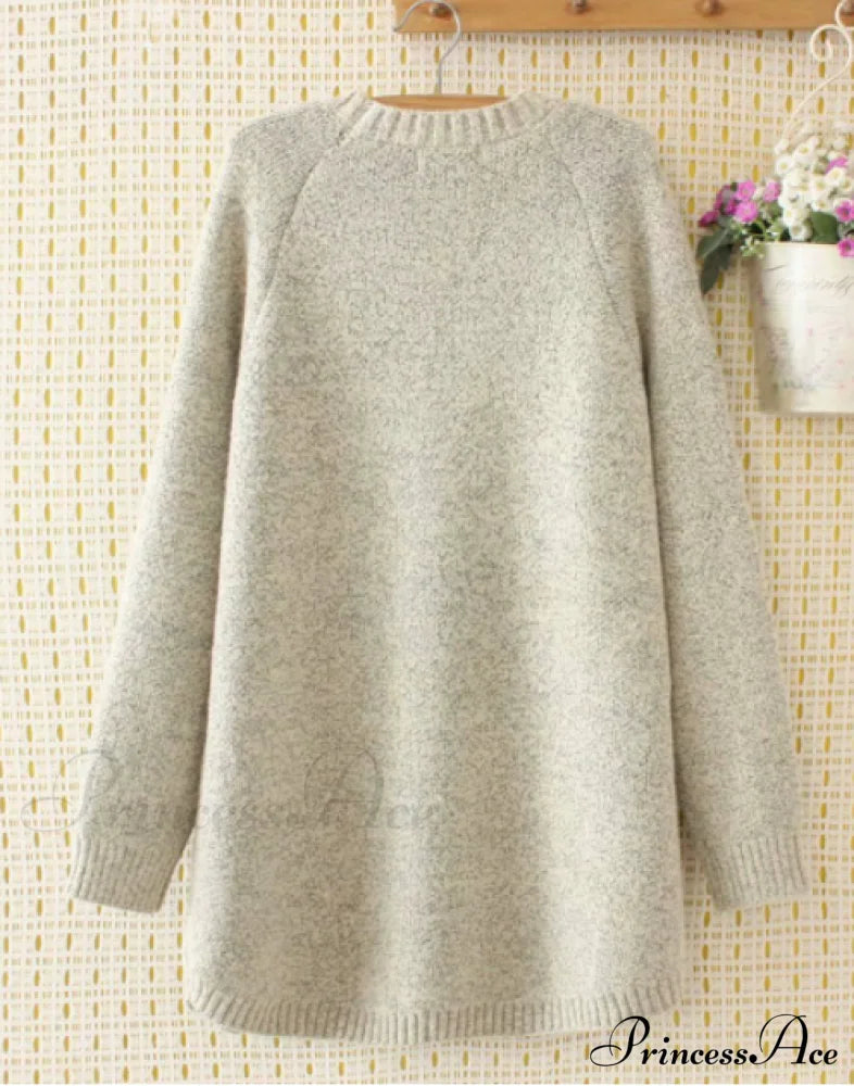 Women’s O Neck Long Sleeve Mini Sweater Dress Xxl / Khaki Dresses