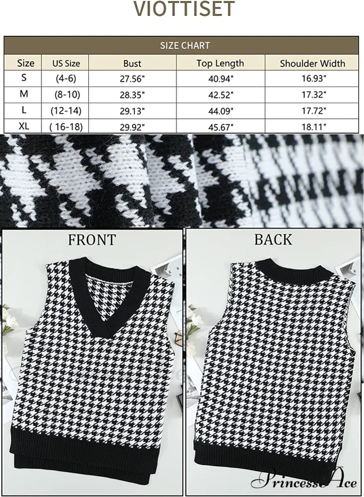 Women’s Oversized V Neck Knit Sweater Vest Tunic Sleeveless Pullover Top Sweaters-L