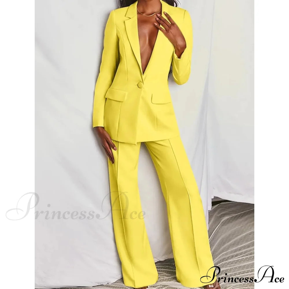 Women's Suits Regular Pocket Coat Formal Fashion Yellow __stock:200 casual dresses clothes dresses refund_fee:1800