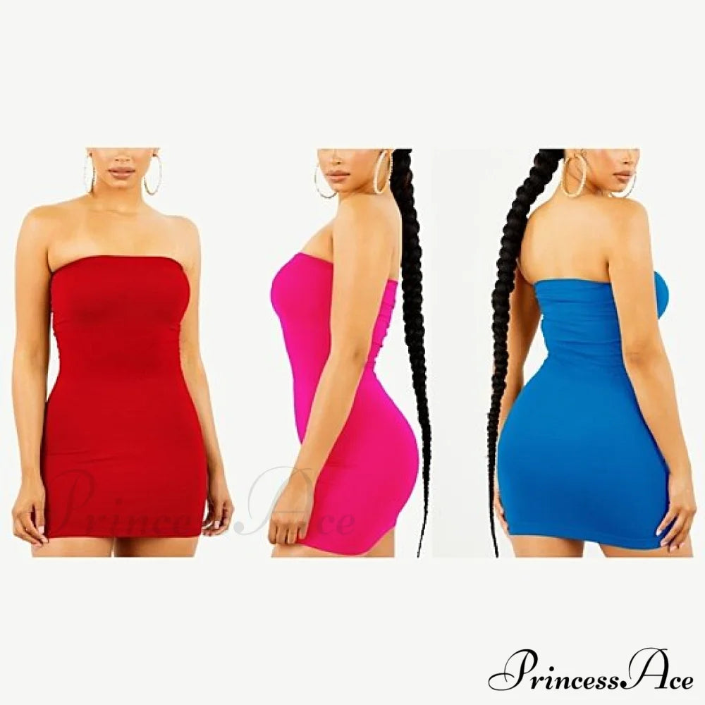 3-Pack: Women's Seamless Strapless Tube Dress __stock:1000 casual dresses clothes dresses refund_fee:1200