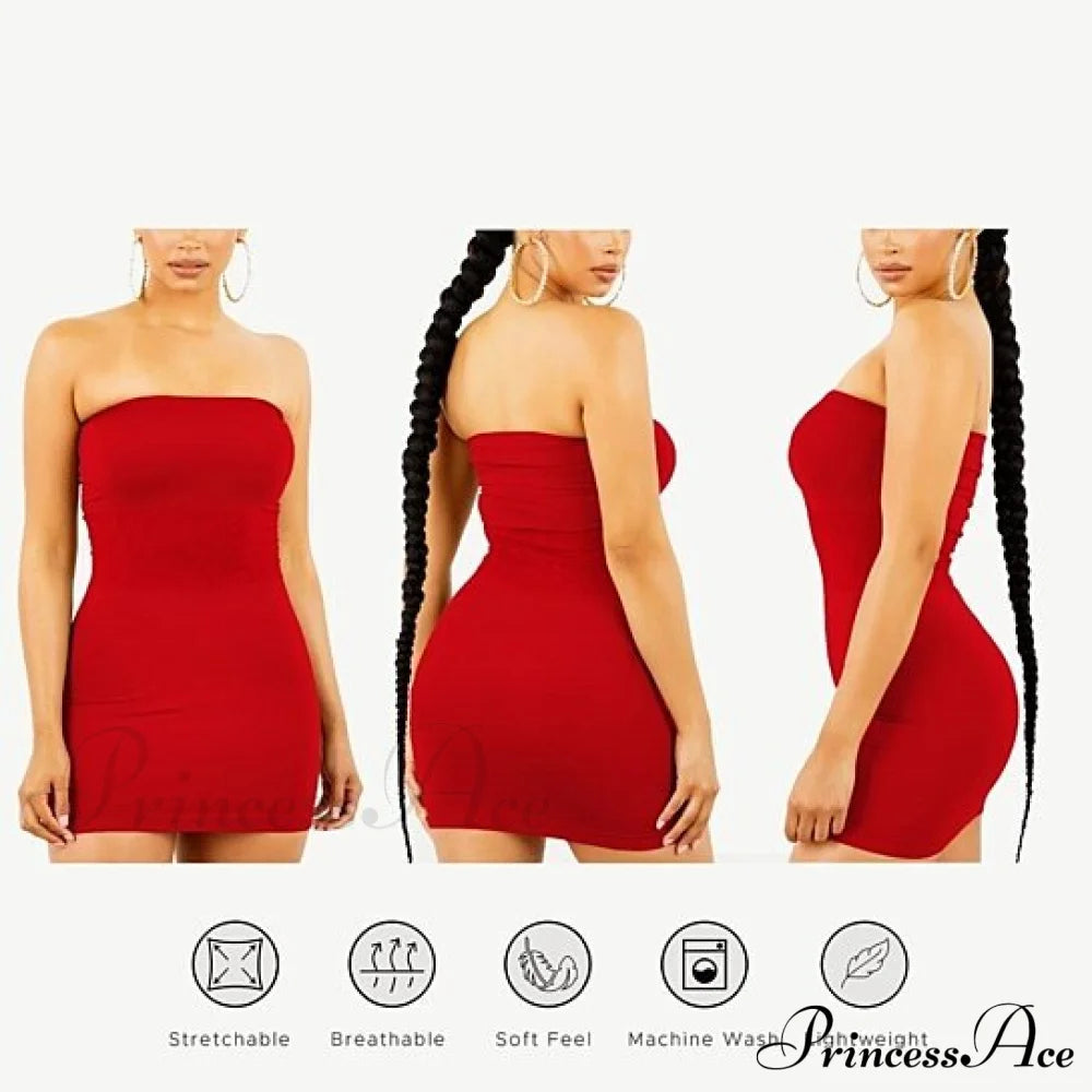 Women’s Seamless Strapless Tube Dress - 3 Pack