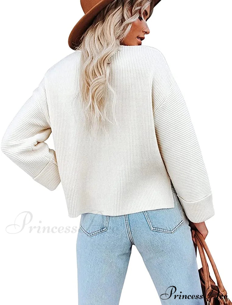 Women’s Turtleneck Oversized Long Sleeve Casual Warm Pullover Sweaters-L