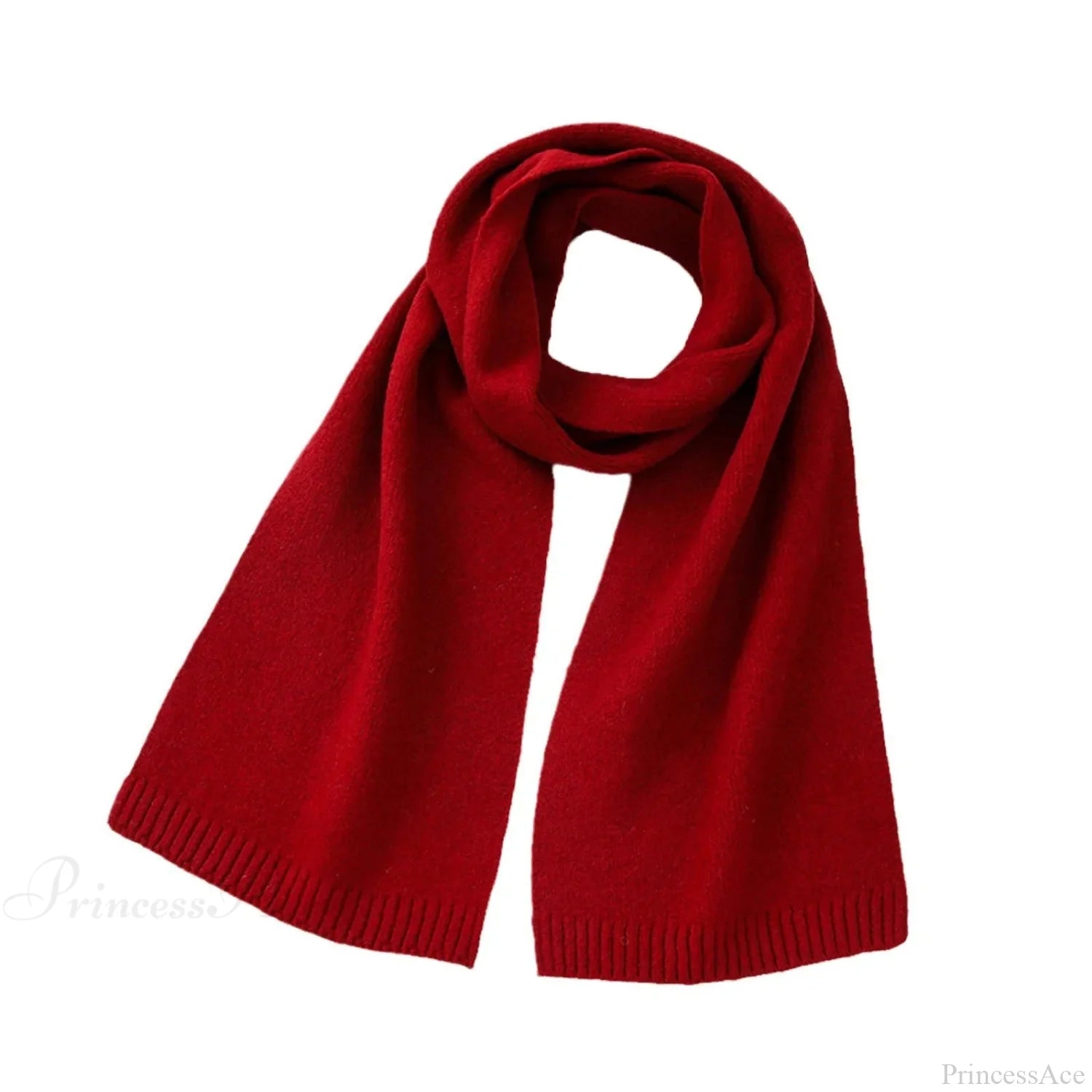 Wool Blend Solid Knitted Minimalist Imitation Cashmere Scarf Bright Red / L183Cm W25Cm Scarfs-L
