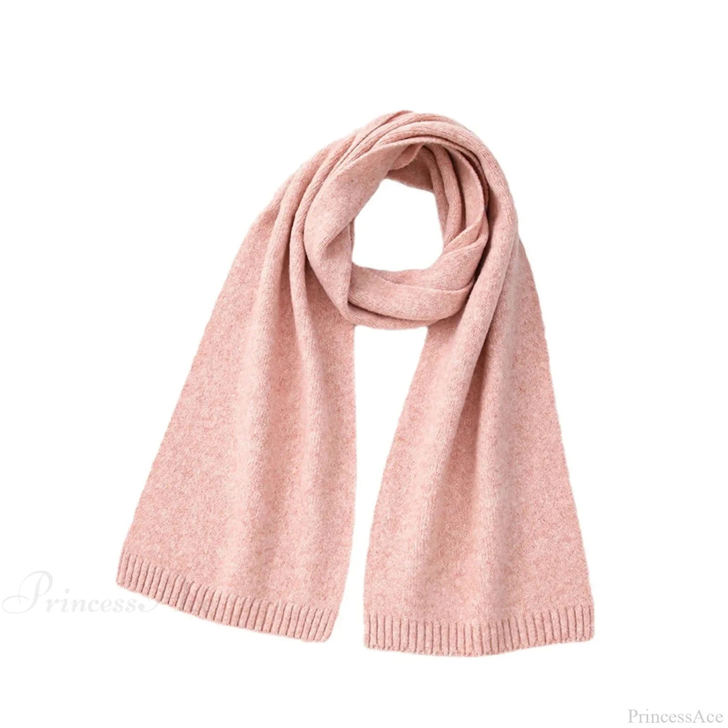 Wool Blend Solid Knitted Minimalist Imitation Cashmere Scarf Pink / L183Cm W25Cm Scarfs-L