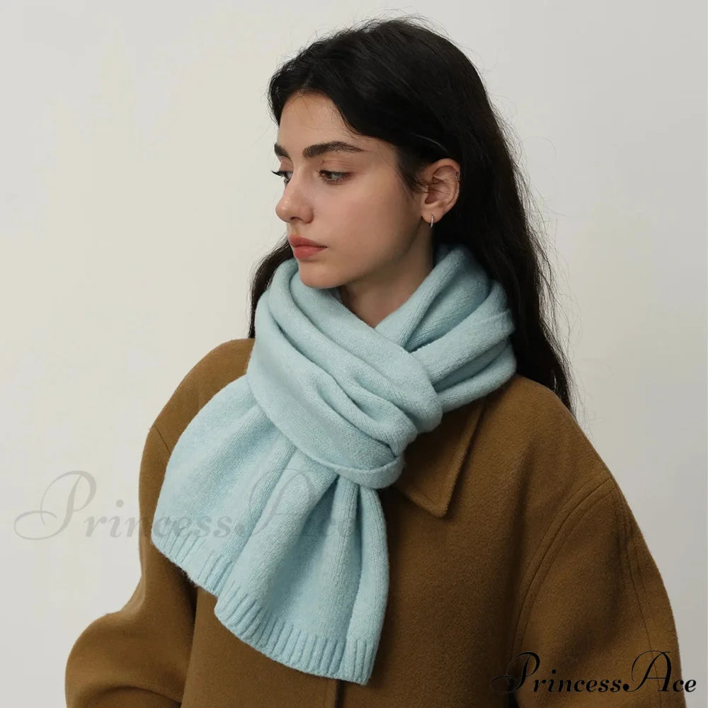 Wool Blend Solid Knitted Minimalist Imitation Cashmere Scarf Scarfs-L