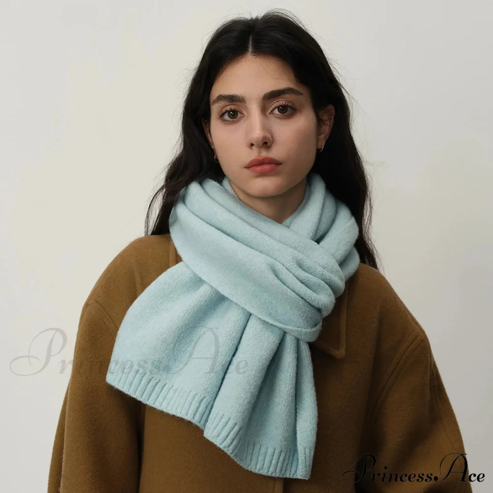 Wool Blend Solid Knitted Minimalist Imitation Cashmere Scarf Scarfs-L