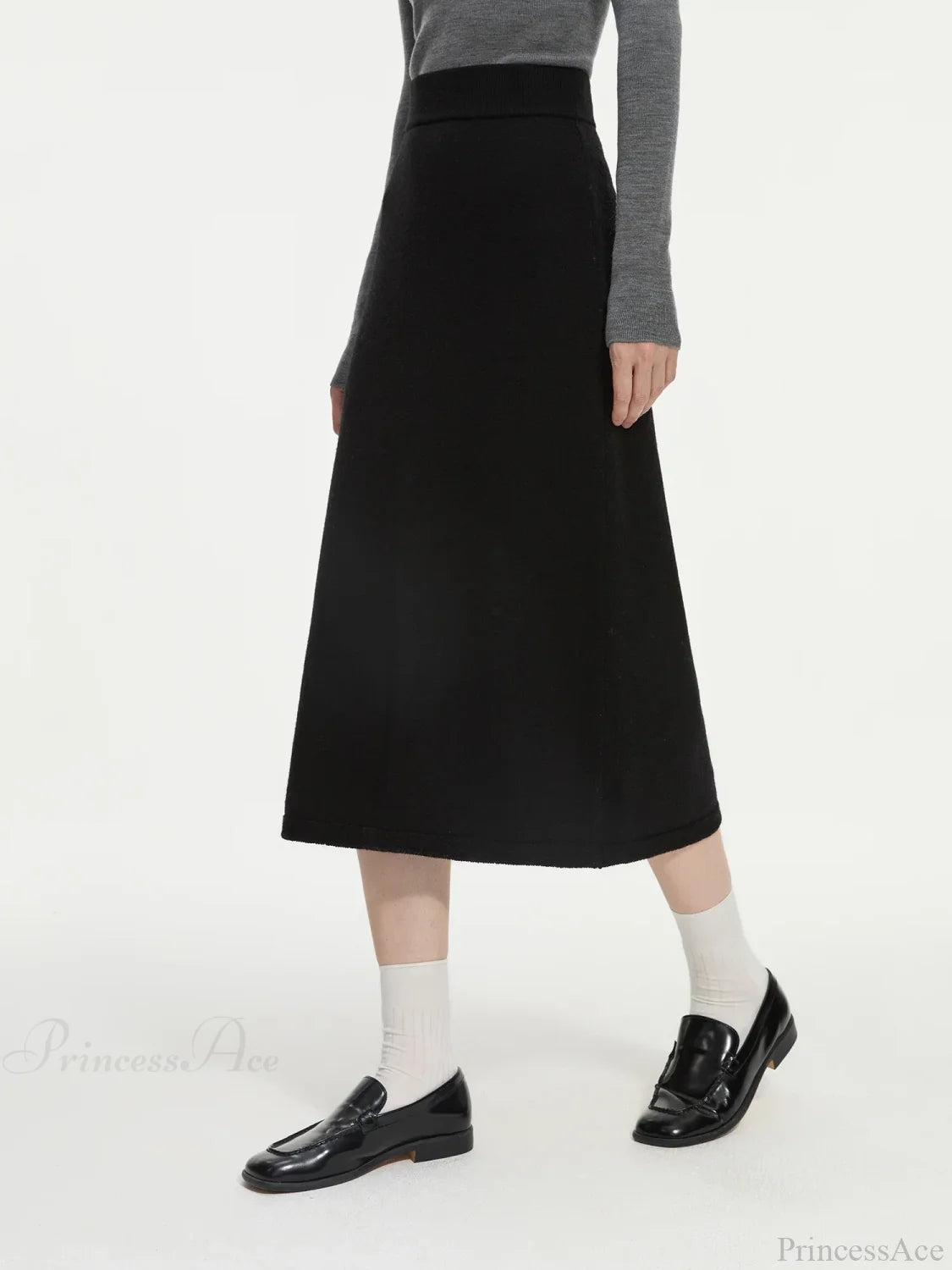Wool Gray Turtleneck Sweater Skirt Sweater Black Skirt / XS